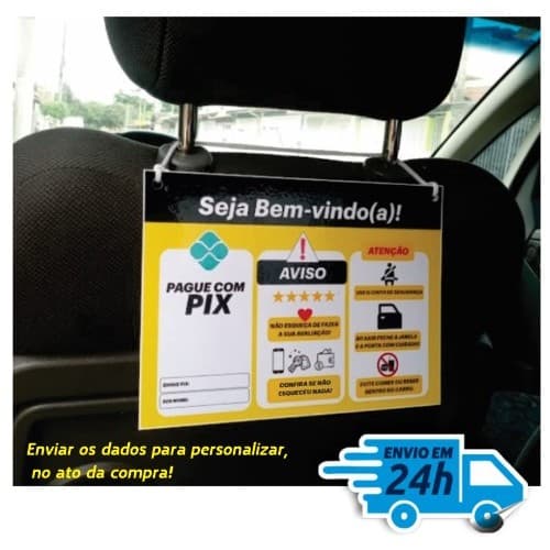 Placa informativa PVC Pix QR Code 99POP, UBER, Taxi