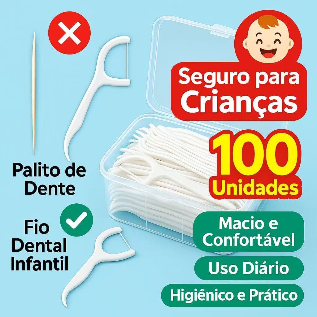 Fio Dental Infantil | Arco Ultra Fino, Higiênico e Fácil de Usar – Crianças e Adultos