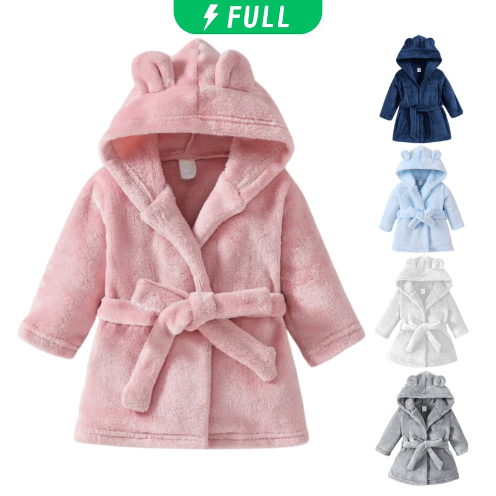 Roupão Infantil Com Capuz e Cinto Tecido Plush Antialérgico