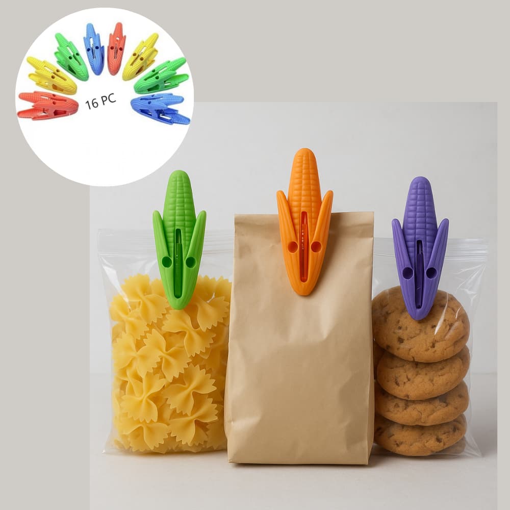 Prendedor de Embalagem Milho 16 pçs Clip Fecho Alimentos Cozinha Ração Pet Varal Organização