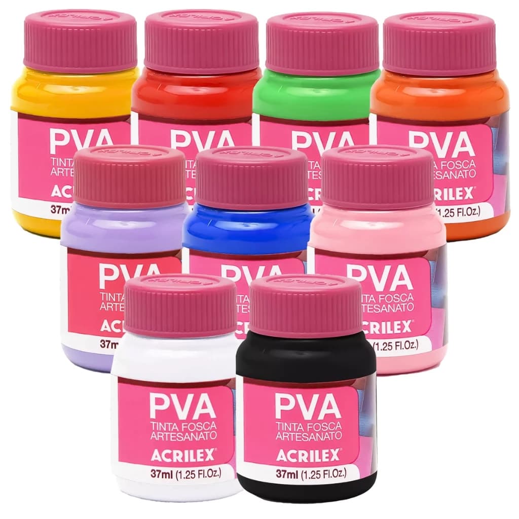 Kit Com 12 Tintas PVA para Artesanato Acrilex 37ml (Pode escolher as cores)
