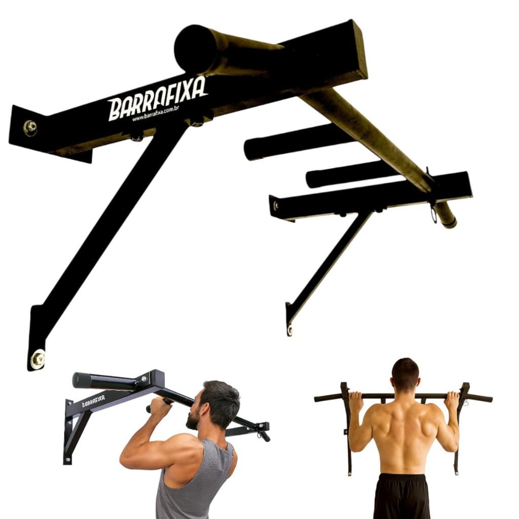 Barra Fixa De Parede Completa Pull-up Interna E Externa Preto