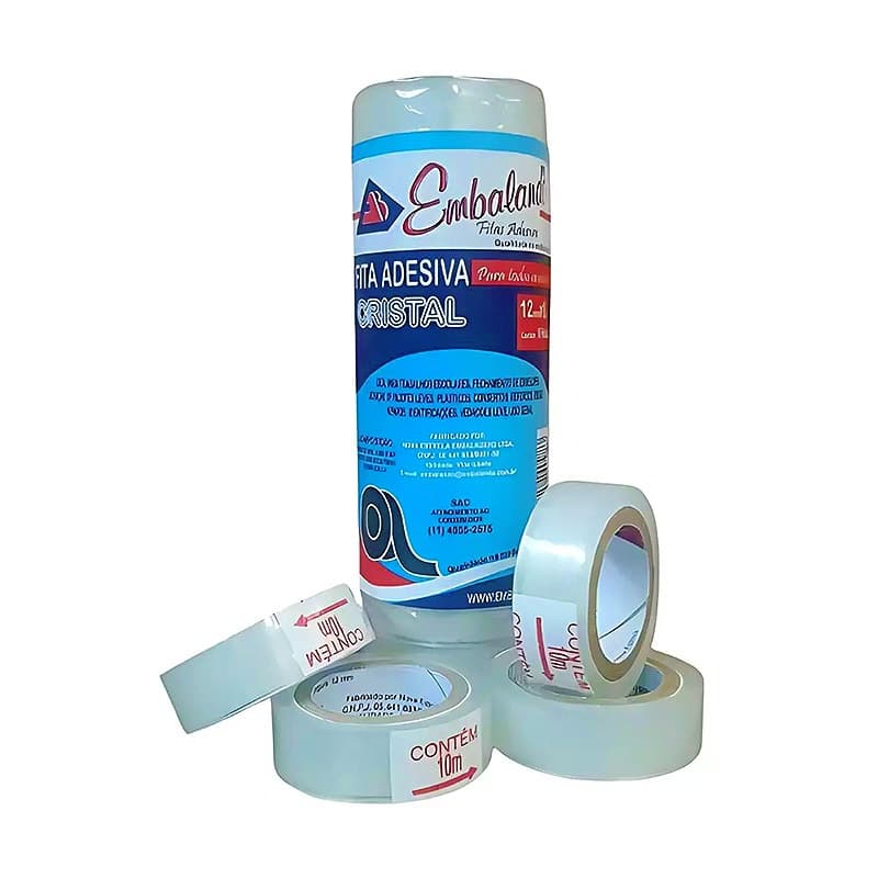 Fita Adesiva Durex Transparente 12 mm X 10 mts - 10 Unidades ( Escolar Escritorio Artesanato)