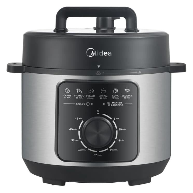 Panela Elétrica Mecânica Pressão 4L preta e Inox Midea 127v