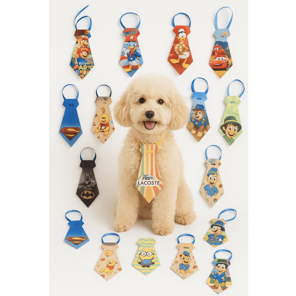 Gravatas Pet 300 Unid Personagens Banho e Tosa Macho Gravatinhas Pet Shop