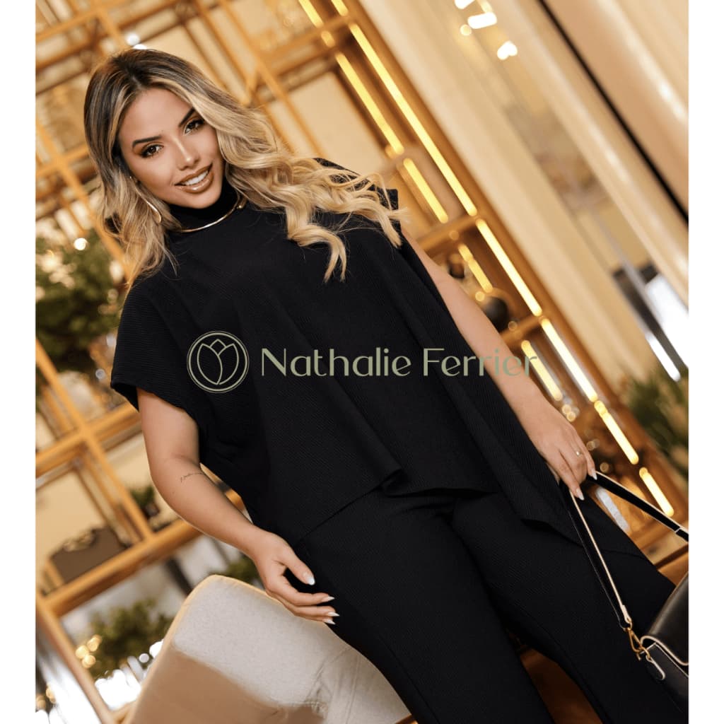 Conjunto Assimétrico Ana ruga gola alta elegante confortável