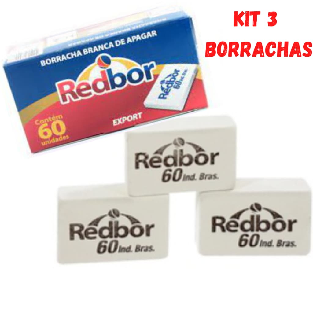 Borracha Branca Red Bor BR60 Escolar KIT com 03 Unidades