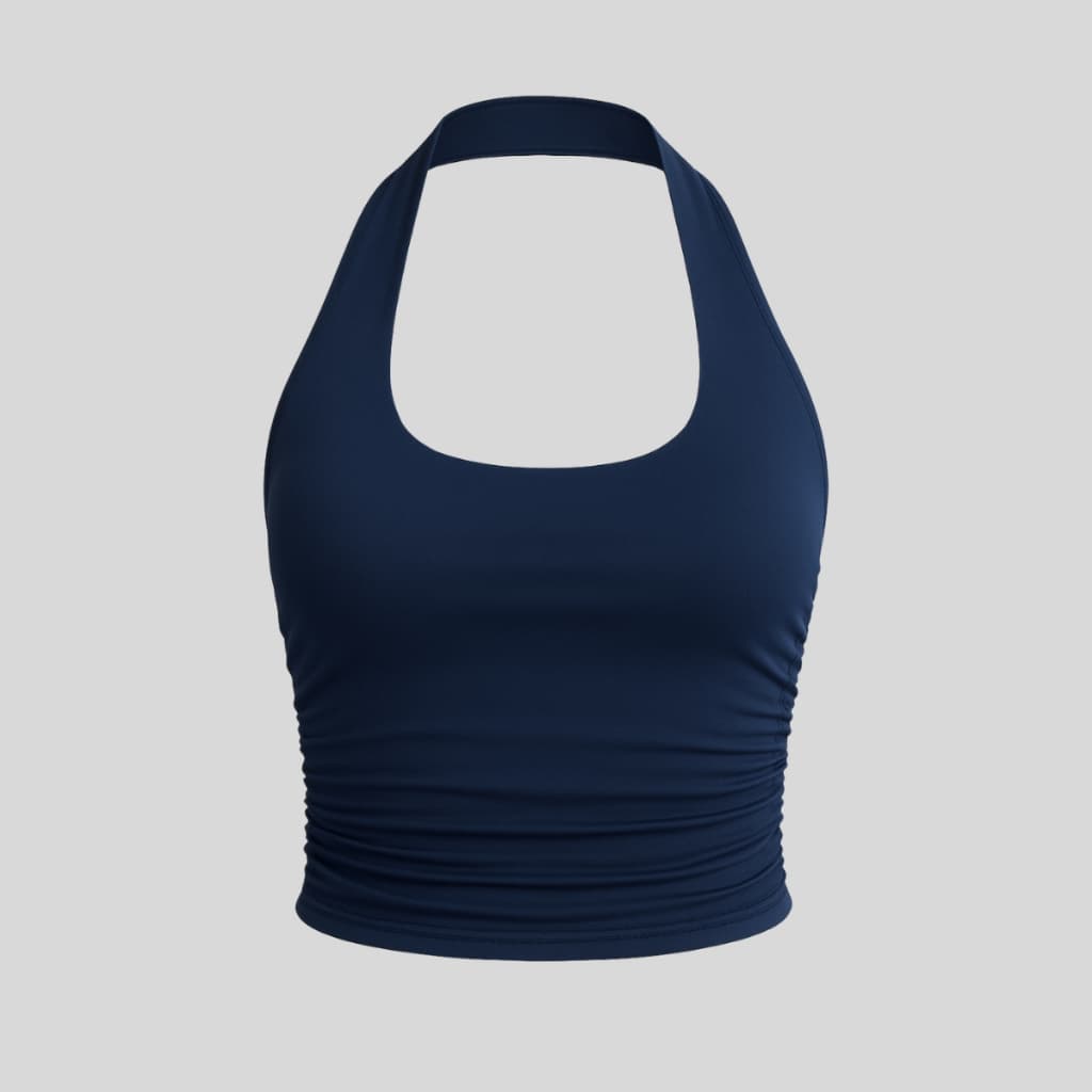 Blusa Cropped Feminino Frente Única Franzido Ajustado com Costas Nua