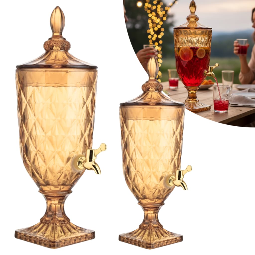 Suqueira Dispenser De Vidro Diamond 5 Litros Com Torneira Suco Água Drink Buffet Restaurante Festa