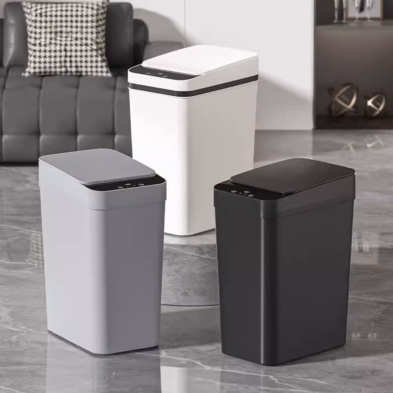 Lixeira com Sensor Automático Inteligente Abre Fácil em Toque Cesto Lixo Casa Quarto Banheiro Cozinha Escritório