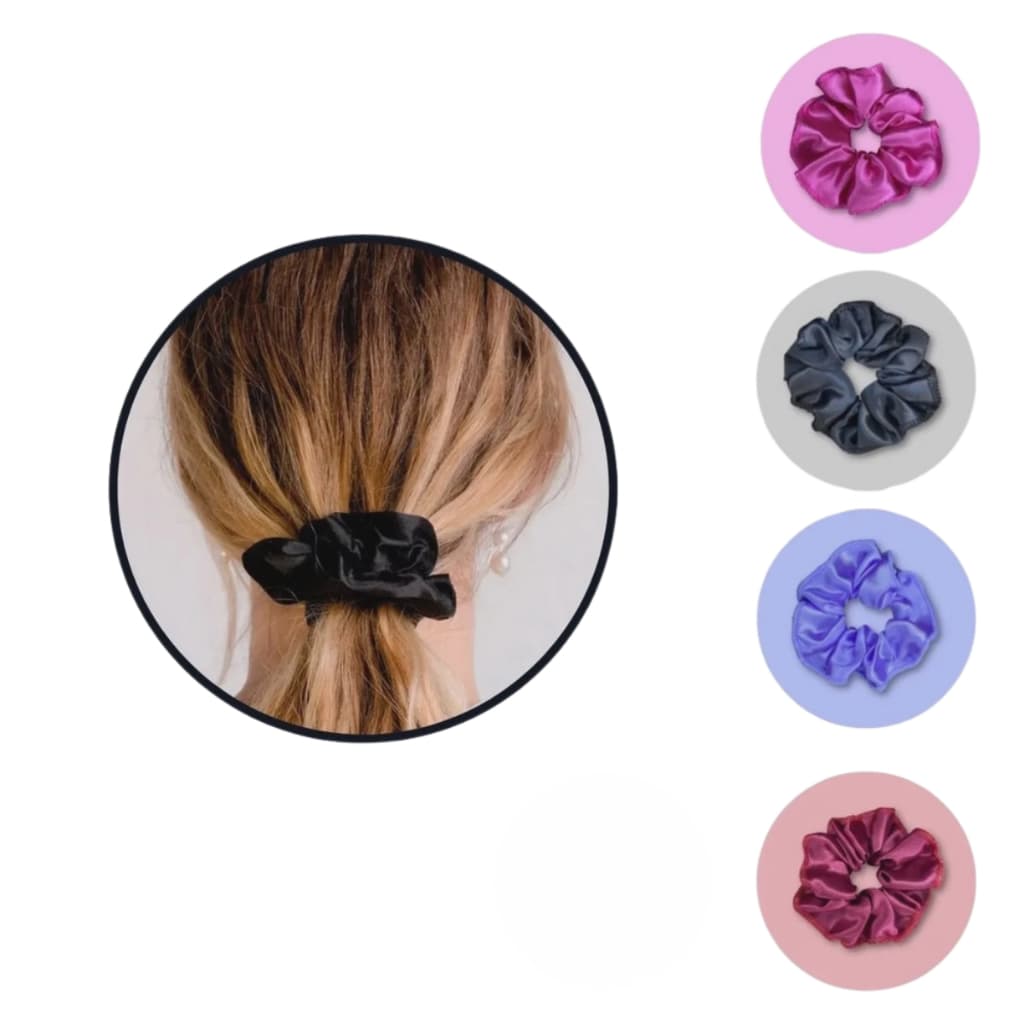 Xuxinha Cetim Scrunchie Feminina Elástico Cabelo Anti Frizz - Cores Sortidas