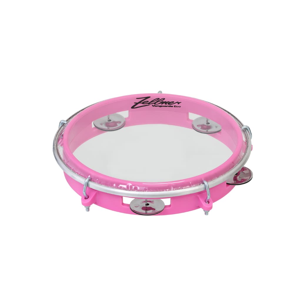 Pandeiro ABS 8" Vanguarda Eco Zellmer Pele Transparente Rosa Iniciantes e Crianças