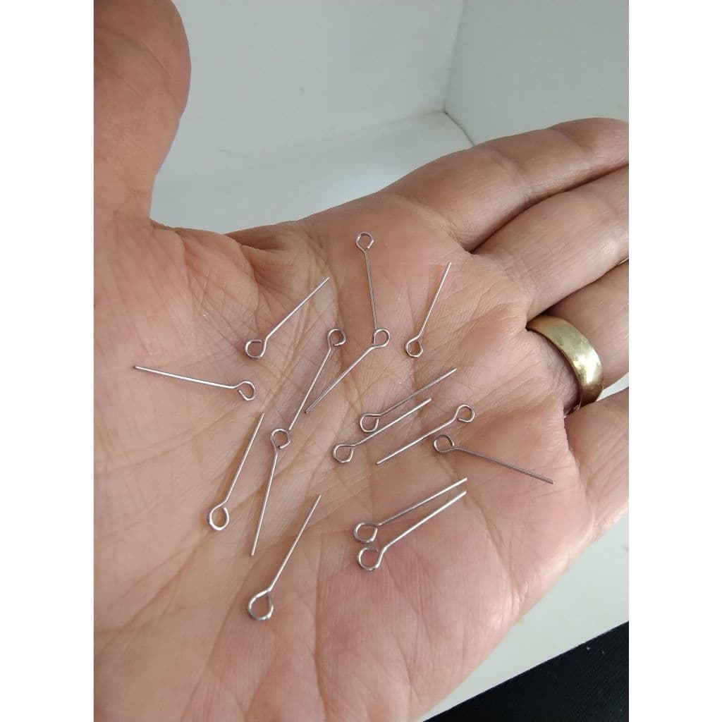 200 Alfinetes Contra Pino em Aço Inox 18mm Montagem de Bijuterias e Artesanatos