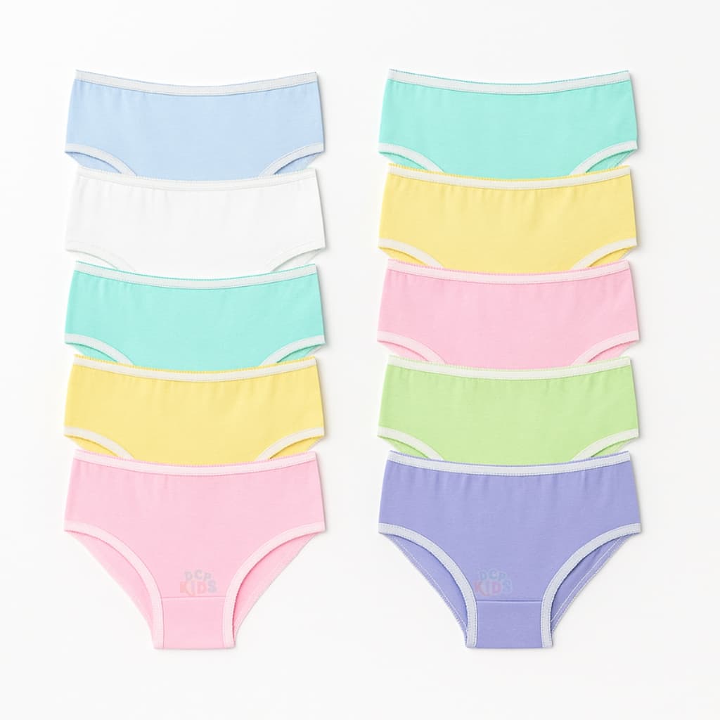 Kit 5 e 10 Pçs Calcinha Infantil Menina Lisa Tam 1 a 8 anos 100% Algodão Premium