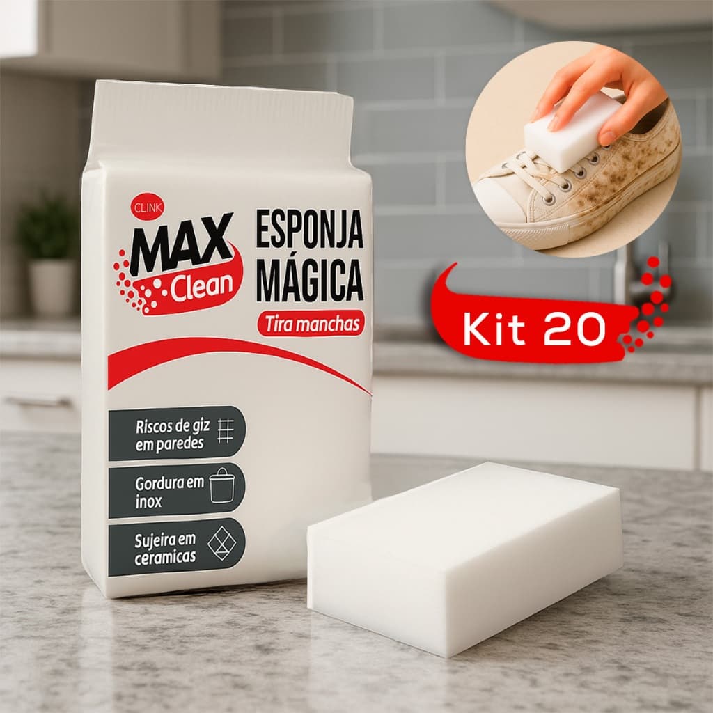 Kit Esponja Magica Tira Mancha Melamina Branca Desengordura Limpeza Clean Clink