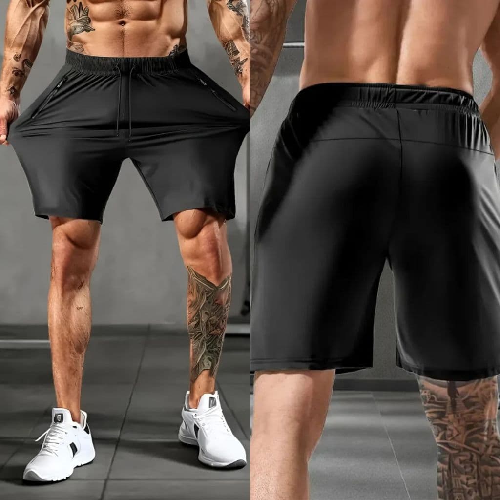 Shorts Masculino Esportivo Dry Fit Academia Corrida Treino Fitness com Bolsos Zíper