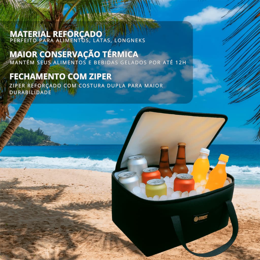 Bolsa Térmica 40L Reforçada Para Praia Churrasco Camping Pescaria e Viagem Até 50 Latas