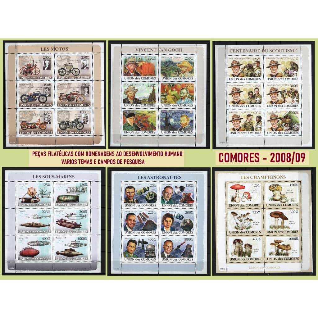 FOLHA OU BLOCO DE SELOS - COMORES - VARIOS TEMAS - BELOS TRABALHOS