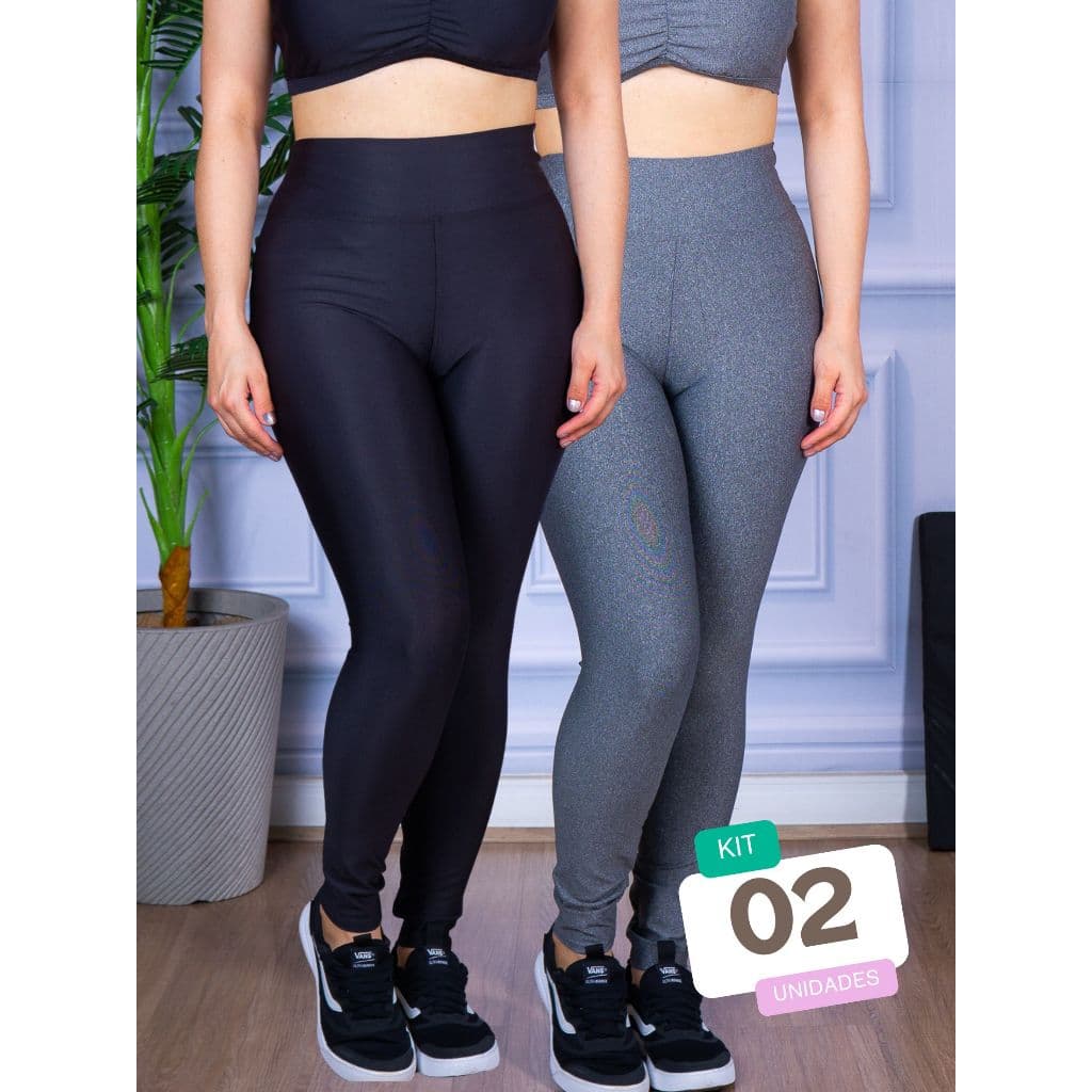 Kit 2 Calças Legging Feminina Cintura Alta 8cm Grossa Confortável Fitness ou Dia Dia