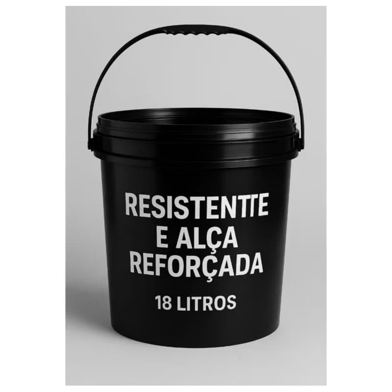 Balde Plástico Preto 18L com Tampa e Lacre – Segurança no Armazenamento