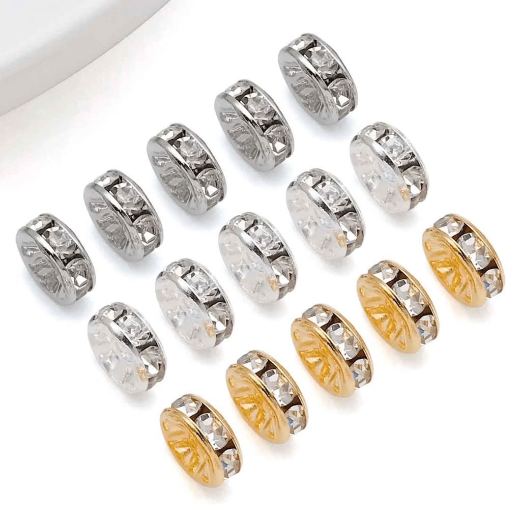 1000 Rondelle de Strass 8mm Separador de Contas Bijuteria DIY Terço Artesanato