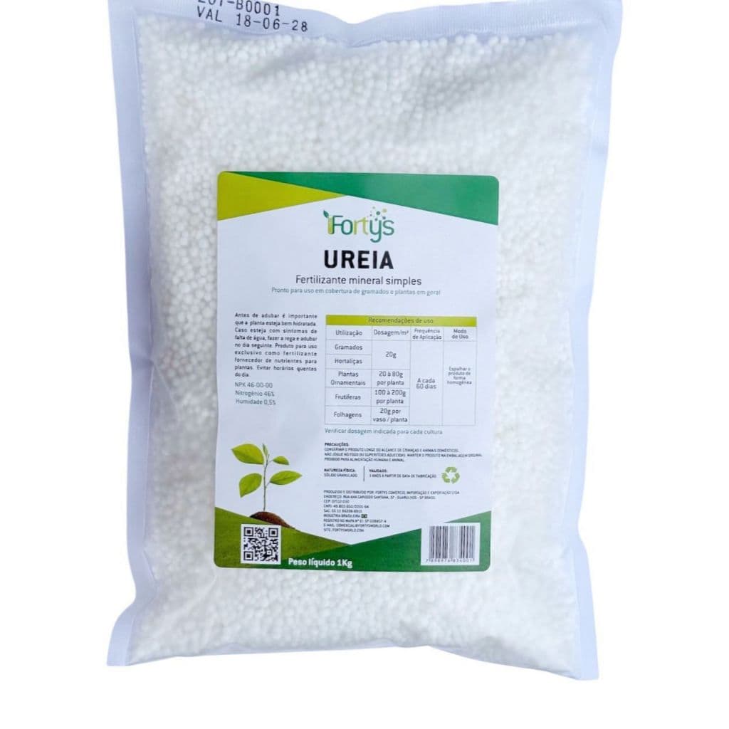 FERTILIZANTE UREIA NPK 46-00-00 PARA PLANTAS E GRAMADOS 1 KG