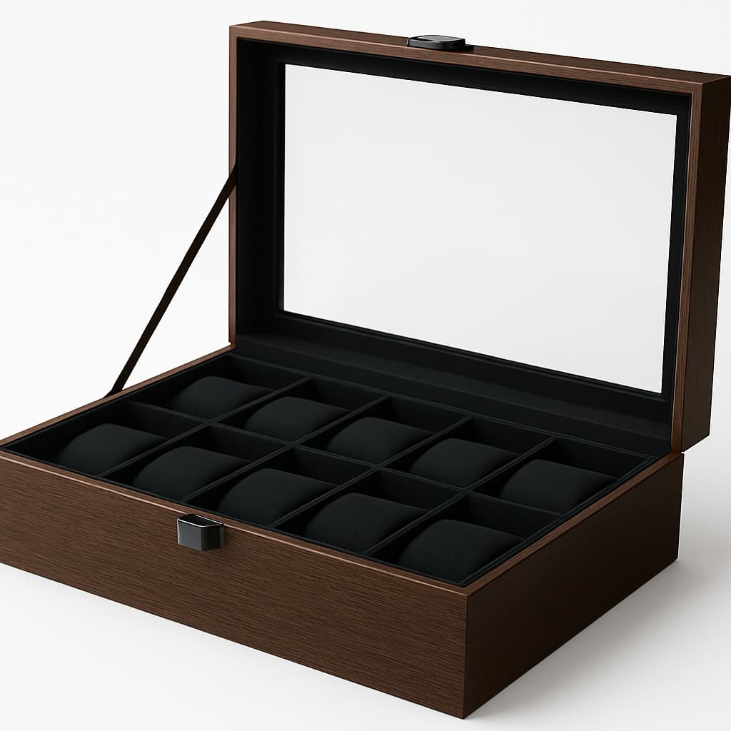 Caixa Para 12 Relógios Em Madeira Luxo Organização Proteção