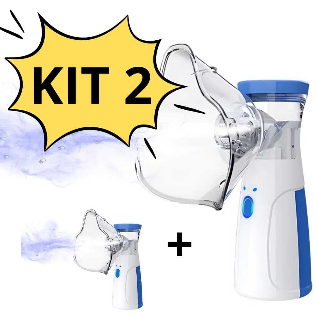 KIT 2 Nebulizadores Ultrassônico Inalador Portátil Recarregável Adulto e Infantil MT248