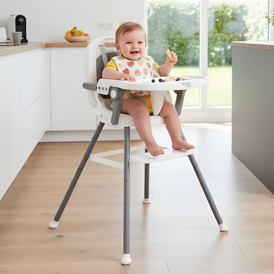 Cadeira De Alimentacao Para Bebes Refeicao Ajustavel 3 Em 1 Alta Baixa E Elevatorio Cor Cinza - Multikids