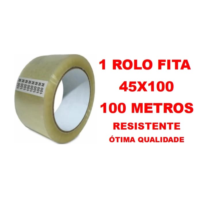 Rolo fita adesiva transparente 100 metros 45x100