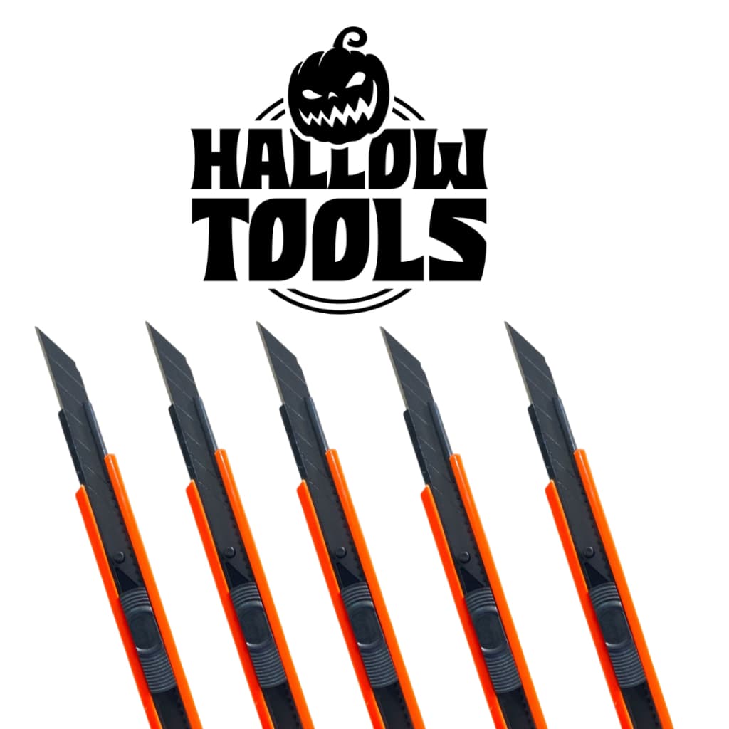 Kit até 07 Estilete Lâmina Retrátil 09mm Hallow Tools com Lâmina Black Carbon Alta Durabilidade
