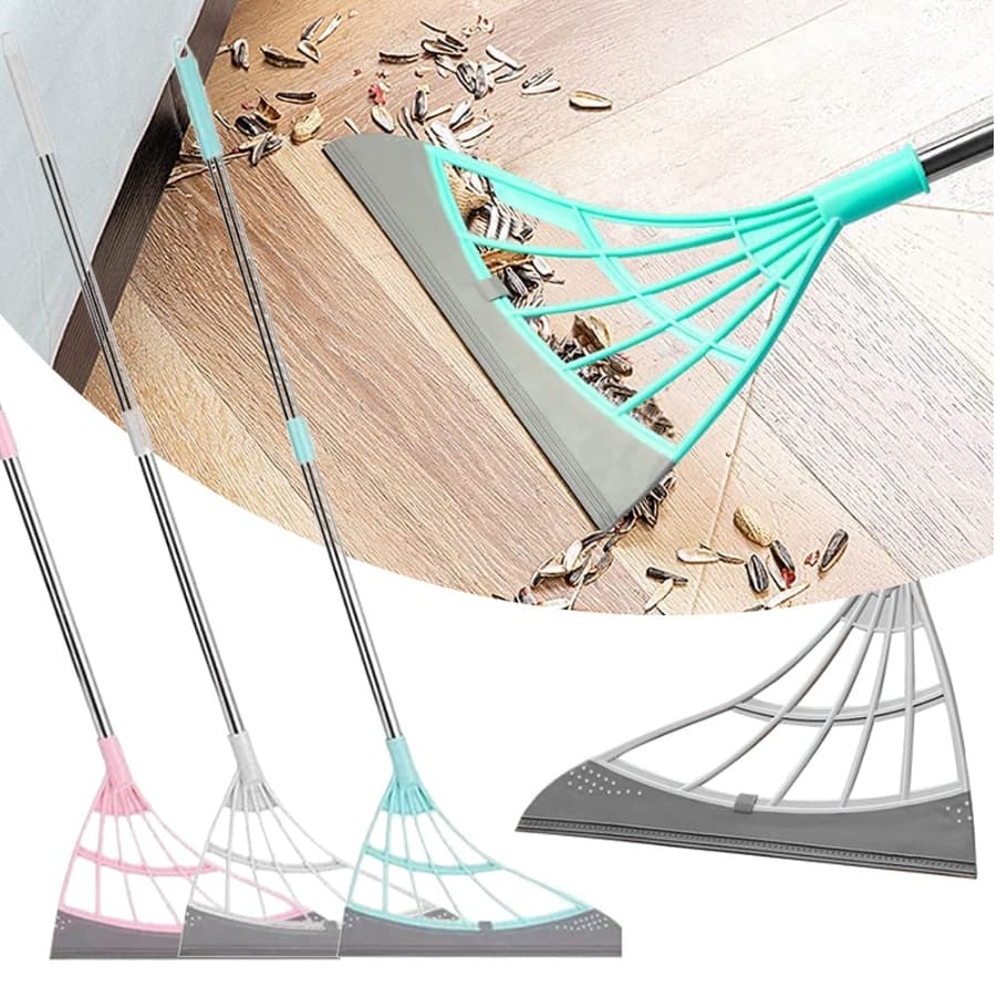Vassoura Mágica de Silicone Multiuso Varre Puxa Água Remove Pelos Cabelos Animais Piso Azulejo Limpeza Cachorro Gato