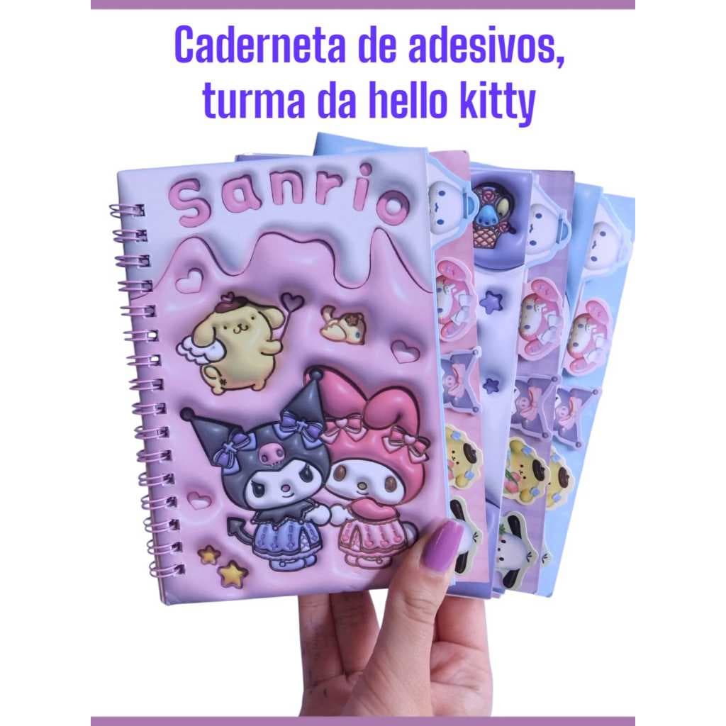 Caderneta de adesivos / caderno de adesivos turma da hello kitty papelaria fofa material escolar