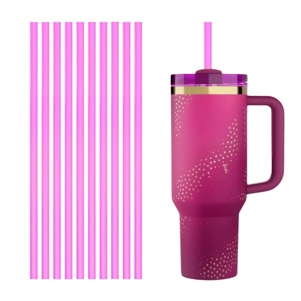 Canudo Rosa de Acrílico Reutilizável - 31cm x 10mm