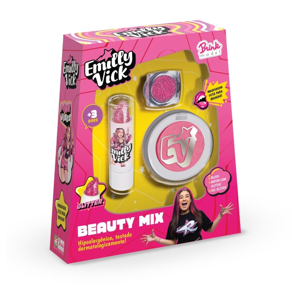 Kit Maquiagem Infantil Beauty Mix Emilly Vick Dos Rosa - Brink Model