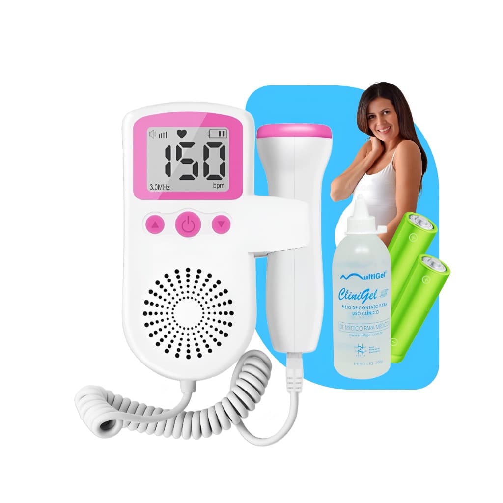 Aparelho Portátil Ouvir Coração Batimentos Bebe + Gel Doppler Sonar Fetal Monitor Cardiaco Nenem