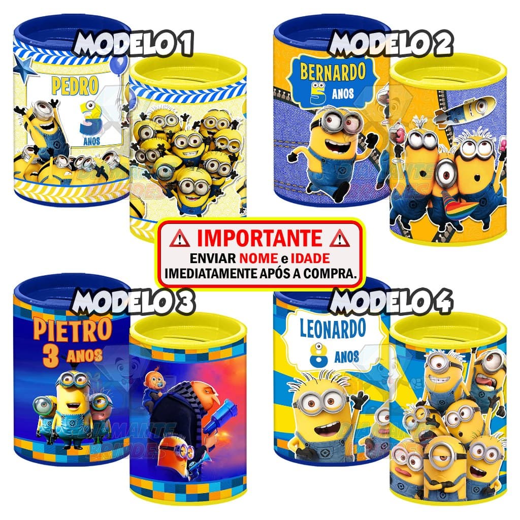 Cofrinho Personalizado Minions Lembrancinha Festa Cofre Meu Malvado Filme Favorito Aniversário