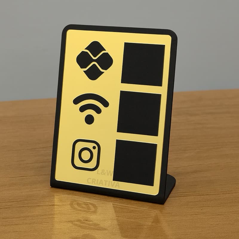 Placa PIX Display para Mesa e Balcão –  PIX, Wi-Fi e Instagram