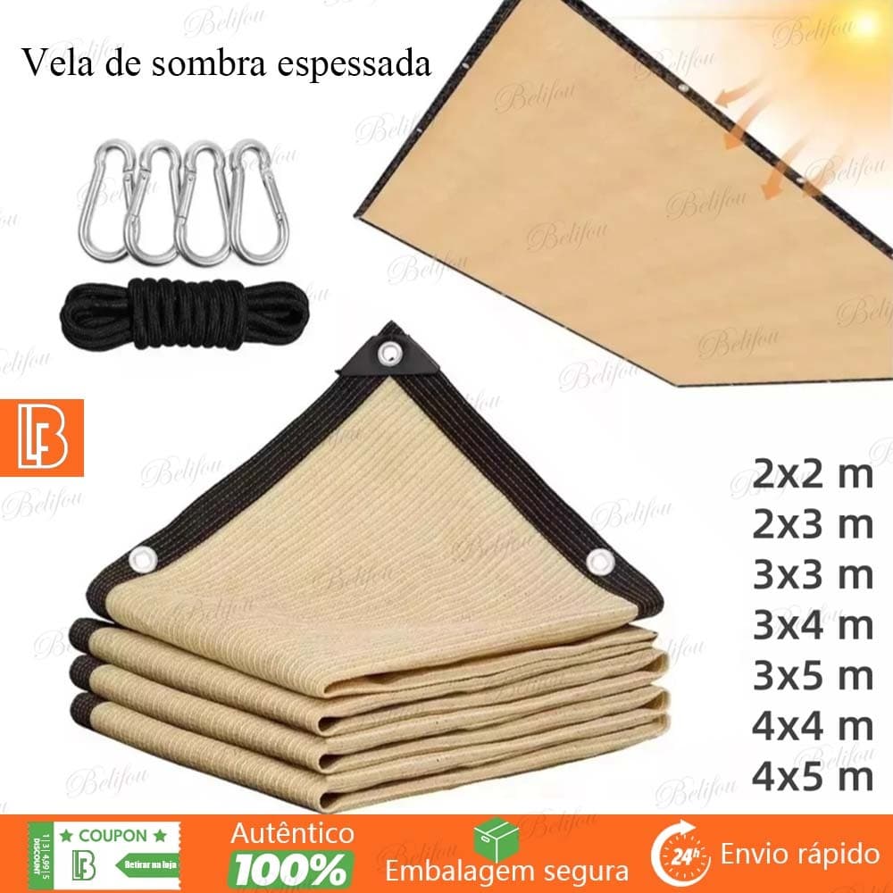 Tela Sombrite Reforçada Para Garagem Jardim Plantas Proteção UV Material Durável Mais Grosso Fácil Instalação
