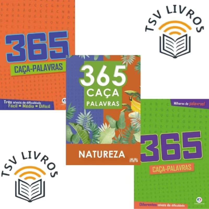 Kit 365 Caça Palavras - 3 Livros 1, 2 e Natureza