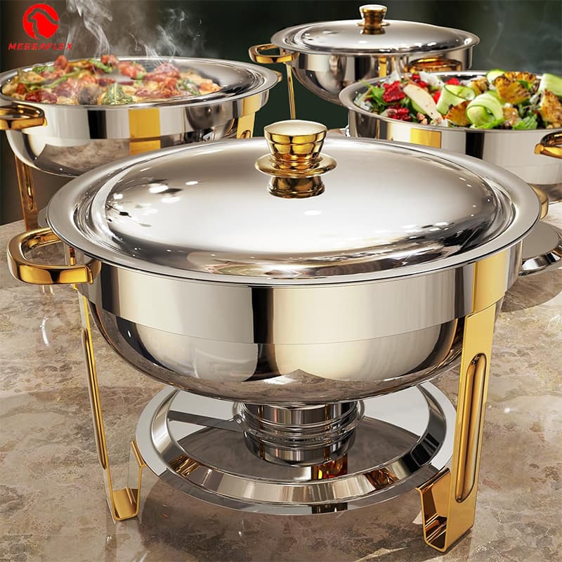 Rechaud de Buffet 6L Inox - Banho Maria Profissional que Mantém a Comida Quente por Até 6 Horas