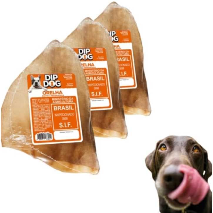 Petisco cachorro orelha bovina  para cães mordedor natural desidratado adestrador pet diversos