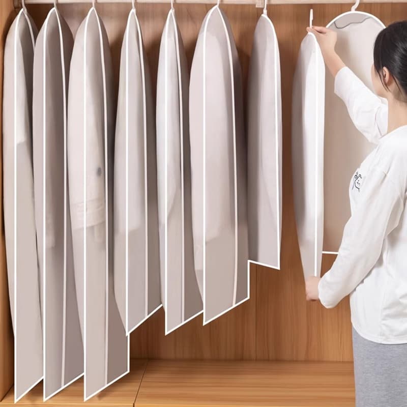 Kit 5 Peças Organizador Roupas: Translúcido com Tampa Protetora, Ideal para Casaco, Terno e Saco