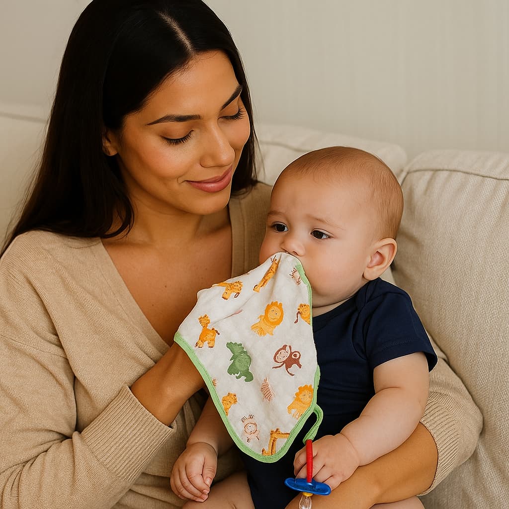 Kit 2 Toalhinhas de Boca Soft para Bebê com Prendedor de Chupeta Maternidade Enxoval