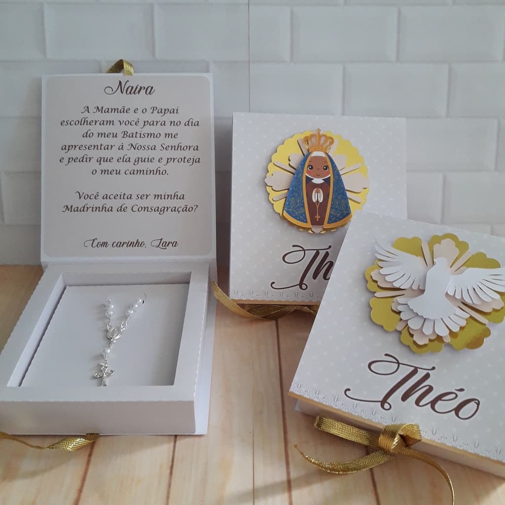 Convite Padrinho e Madrinha Batismo Consagração Nossa Senhora Aparecida