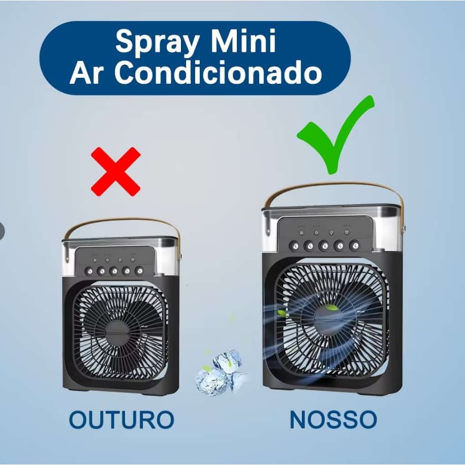 Refrigerador De Ar Ventilador Umidificador Portátil Com Led Reservatório De Água Led Tipo C USB