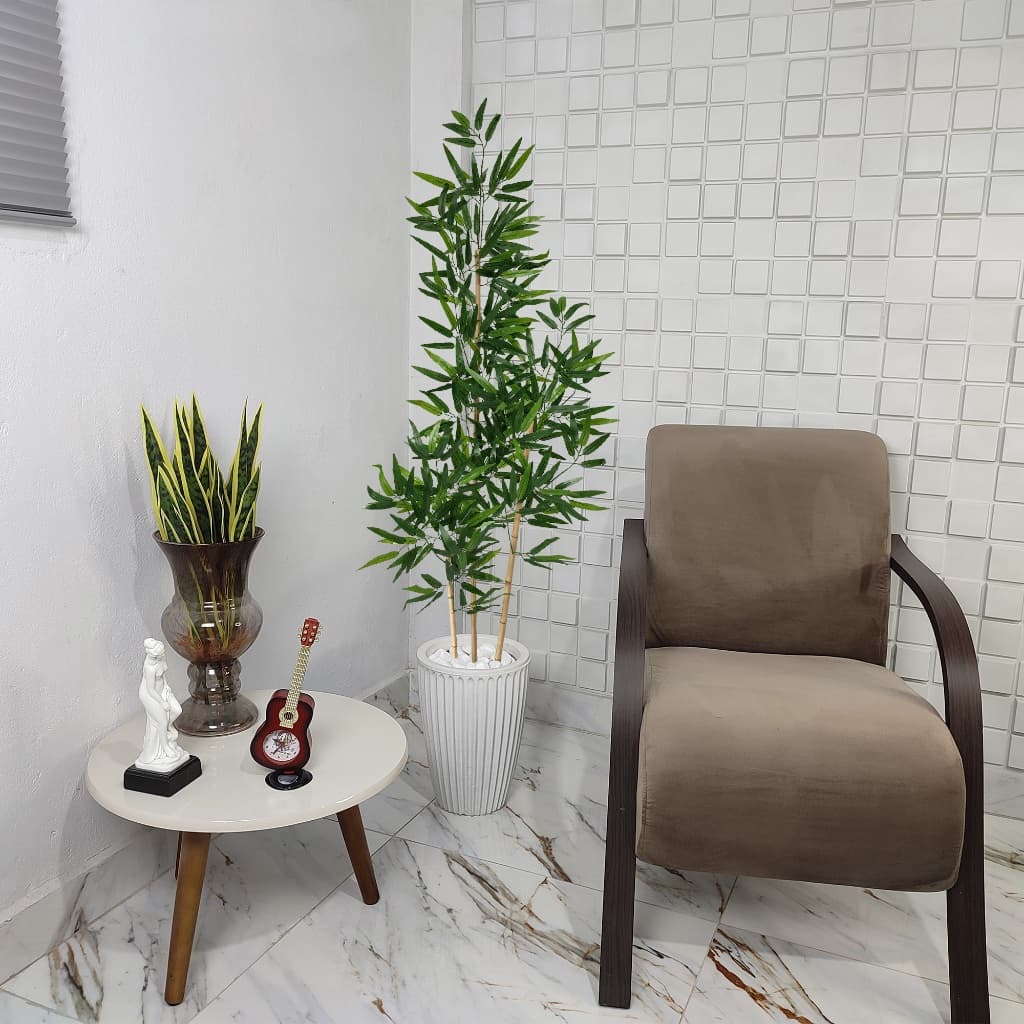 Bambu Artificial Mosso 150cm Grande Pedras Vaso Decorativo