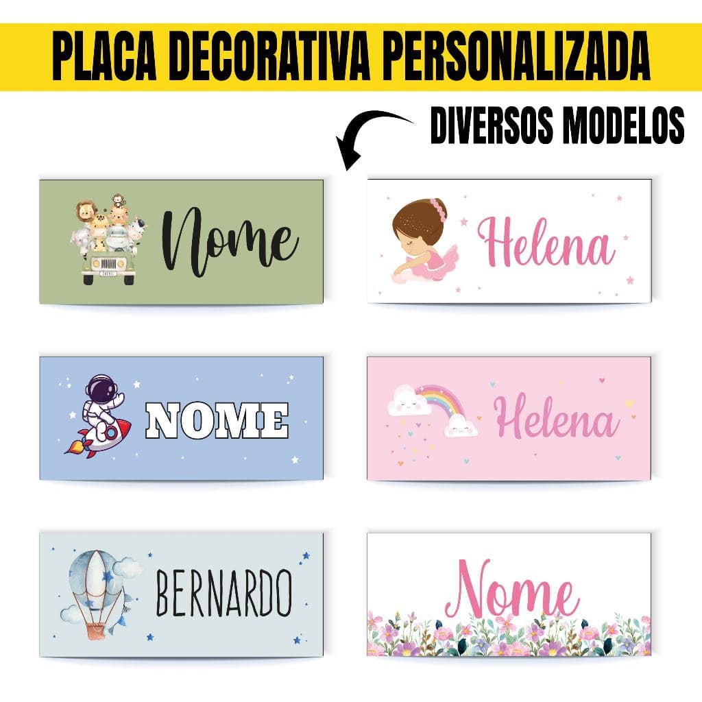 Enfeite De Porta Safari, Bailarina, Astronauta, Jardim Encantado, Quadros, Decoração Quarto Infantil