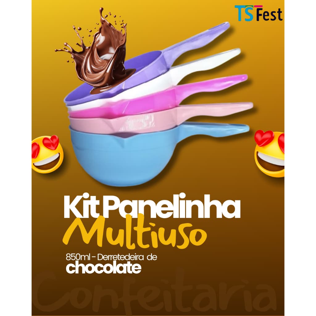Panelinha Multiuso Confeitaria 850ml – Derreter Chocolate Caldas e Recheios | Plástico Premium