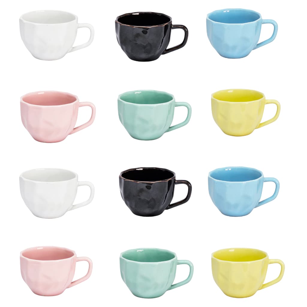 Kit Xícara Prisma Porcelana Jogo Com 12 Peças Londres Café Chá Chocolate Premium 200 ML